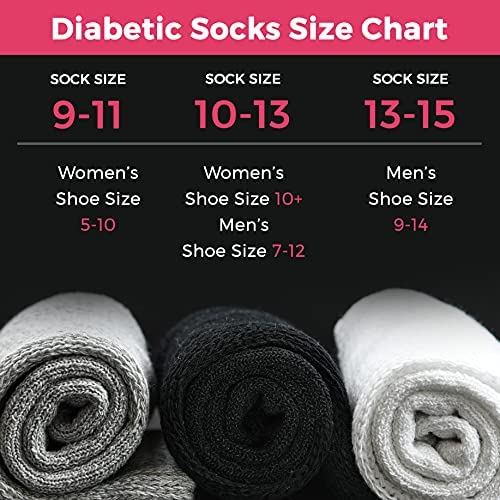 Diabetic Socks for Mens Womens Loose Fit Non-Binding Cotton Crew Socks 6 Pairs - Image 2