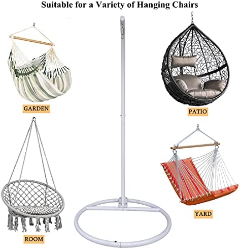 Round Base Heavy Duty Hanging Stand - Powder Coated Hammock Stand for Hammock Chair, Indoor and Outdoor (White) - Image 2