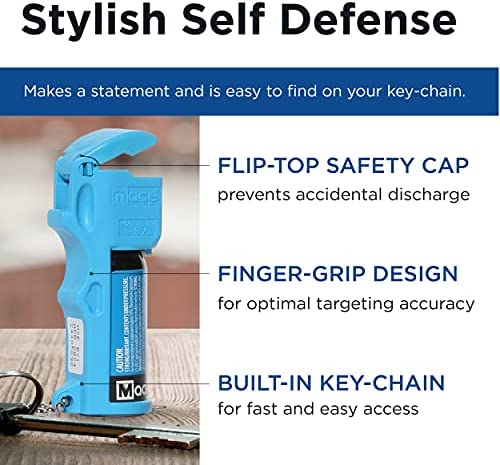 Mace Brand Pocket Pepper Spray (Neon Blue) – Accurate 10’ Powerful Pepper Spray with Flip Top Safety Cap, Leaves UV Dye on Skin – Great for Self-Defense - Image 3