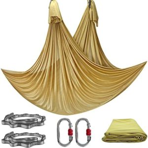 EUPEFIST Aerial Yoga Hammock Set, Pilates Yoga Swing Set, 2.8 m Wide Nylon Hammock, Silk Fabric 4M 5M 6M 7M Flying Yoga Sensory Swing Pilates Inversion Gymnastic Yoga Sling Aerial Fitness rig,Y,5M