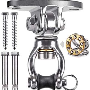SELEWARE Swivel Swing Hanger Stainless Steel Swing Hook Heavy Duty Ceiling Swing Mount for Porch Swing Hammock Chair Heavy Bag Yoga Silk Tire Swing Set Indoor Swing Olympic Rings