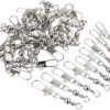 DE 100pcs Barrel Swivel with Safety Snap Connector Solid Rings Fishing - Image 2