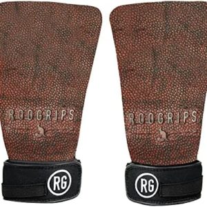 RooGrips - Fingerless Durable Protective Leather Hand Grips, Workout Gloves, Crossfit and Gymnastics Grips, Non-Slip Weight Lifting Gloves for Men and Women, Pebble Grain, Small