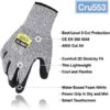 DEX FIT Level 5 Cut Resistant Gloves Cru553, 3D Comfort Stretch Fit, Power Grip, Durable, Thin, Touchscreen, Washable, Grey S (7) 1 Pair - Image 2