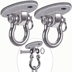 BeneLabel Set of 2 Permanent Antirust Stainless Steel 304 Heavy Duty Swing Hangers, 2000LB Capacity, Yoga Hammock Chair Sandbag, Swing Sets, 180° Swing(No Screws)