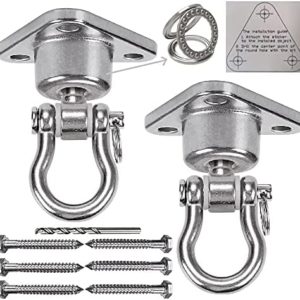 9M 2 Sets of Bearing Smooth Rotary Stainless Steel Hanger, Heavy Duty 180°+360° Rotary Swing Swing Hook, 1500 lb Capacity Wooden Concrete Playground Yoga Hammock Chair Rope Punch Bag Porch Swing Set