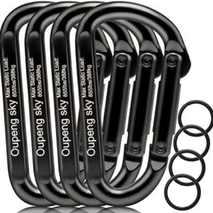 Carabiner Clip, 4 Pack, 855lbs，3" Heavy Duty Caribeaners for Hammocks, Camping Accessories, Hiking, Keychains，Outdoors and Gym etc, Small Carabiners for Dog Leash, Harness and Key Ring, Black