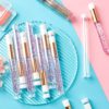 TUZAZO 40 Pieces Lash Shampoo Brushes Set - 20pcs Glitter Crystal Eyelash Extension Cleanser with 20pcs Plastic Tubes - Nose Pore Deep Cleaning Brush for Blackhead Removing Facial Cleansing (Pink) - Image 7