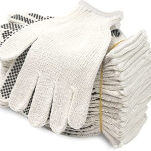 EvridWear Cotton Polyester String Knit Shell Safety Protection Work Gloves for Painter Mechanic Industrial Warehouse Gardening Construction Men & Women 12 Pairs, With one Side Dots, L Size