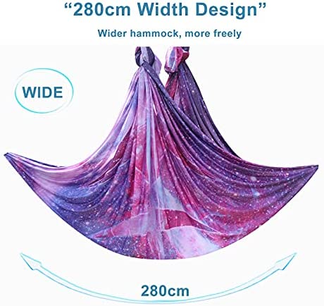 PRIOR FITNESS 5M Aerial Yoga Hammock Yoga Swing Set Premium Nylon Aerial Silk Fabric Yoga Strap Accessory with Carabiner, Daisy Chain for Bodybuilding,Workout, Indoor, Outdoor Rainbow - Image 3