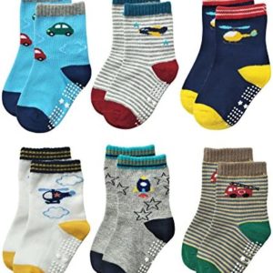 RATIVE RB-71112 Non Skid Anti Slip Crew Socks With Grips For Baby Toddlers Boys