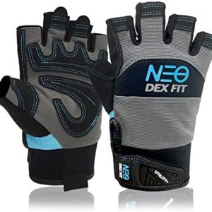 DEX FIT Mechanic Gloves MG310 Fingerless, Durable Leather Reinforcements, Firm Grip, Comfort Fit, Smart Touch, Grey M (8) 1 Pair