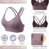 VEQKING Women's Cross Back Sports Bra Padded Strappy Medium Support Yoga Bra for Workout Fitness 3 Pack - Image 5