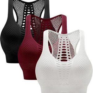 BHRIWRPY Soft Padded Sport Bras for Women - Everyday Cute Supportive for Yoga Running Workout Exercise Pack of 3