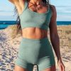 Women's Ribbed Workout Seamless Yoga Outfits Freely Combined Gym Work Out Set - Image 5