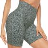 PERSIT Women's High Waist Print Workout Yoga Shorts with 2 Hidden Pockets, Non See-Through Tummy Control Athletic Shorts - Image 2