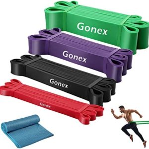 Gonex Resistance Bands, Workout Bands with Natural Latex & Great Flexibility & Body Stretching, Heavy Duty Exercise Pull Up Bands Suitable for Beginners and Professionals (Set-4)