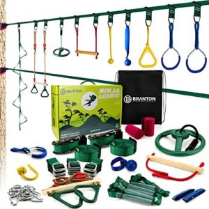 Ninja Obstacle Course Deluxe - Ninja Kit with Most Complete Accessories for Kids, 2 Slacklines (42FT Double Slackline)
