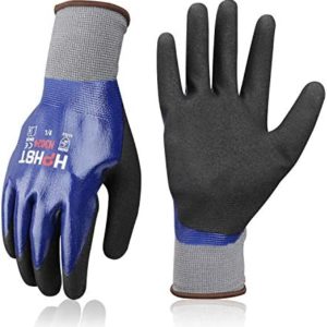 HPHST Waterproof Work Gloves, Heavy Duty Oil Resistant Work Gloves with Nitrile Coating 3 Pairs