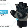DEX FIT Mechanic Gloves MG310 Fingerless, Durable Leather Reinforcements, Firm Grip, Comfort Fit, Smart Touch, Grey M (8) 1 Pair - Image 3