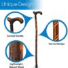 RMS Wood Cane - 36 Inches Natural Wood Walking Stick - Handcrafted Wooden Offset Cane for Men or Women (Spiral) - Image 4