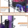 FHXZH Yoga Mat Storage Rack, Home Gym Workout Equipment Storage Rack, Cart for Organizing Workout Room, Organizer Yoga Equipment Dumbbell Kettlebells Home Gym Storage Rack with Hooks and Wheels - Image 5