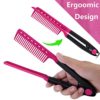 Comb for Hair, 3 in 1 V-Spring Grip Straightening Comb with Firm Grip&Rattail Pintail Comb&Pocket Fine Comb,Carbon Fiber Anti Static and Heat Resistant Teasing Comb,Styling Comb for Unkempt Hair (Pink) - Image 3