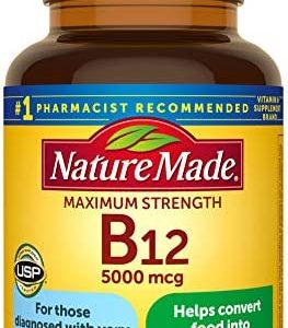 Nature Made Maximum Strength Vitamin B12 5000 mcg, Dietary Supplement for Energy Metabolism Support, 60 Softgels, 60 Day Supply
