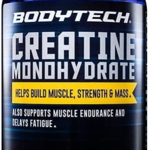 BodyTech 100 Pure Creatine Monohydrate 2250 MG Supports Muscle Strength Mass, 100 Servings (300 Capsules)