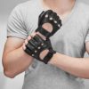 KEMIMOTO Driving Fingerless Gloves Motorcycle Driver Gloves Sheepskin Leather for Men, Black, Large - Image 9