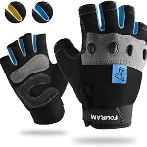 Work gloves Men Fingerless Mechanic Gloves Shock-Grip, Anti-Collision FOUR-AM For Men Women(1 Pair)