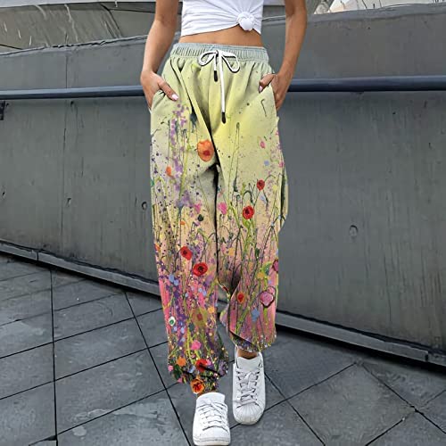 FORUU Ladies Yoga Pants Casual Fashion Retro Drawstring Pant Loose Printed Sports Trousers Stylish Workout Gym Pants - Image 2