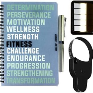 RBD Spiral Bound Workout Log Book Wellness and Fitness Journal with Pen, Tape Measure, and Index Tab Stickers Track your Progress Get Fit Faster