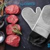 Long Silicone Oven Mitts - Silicone Mitts, Heat Resistant Mitts, Non-Slip Professional Cooking Mitts, Kitchen Potholders and Oven Mitts, Heat Resistant Grill Gloves, Oven Mitts (Grey, Large) - Image 4