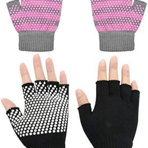 Cosmos 2 Pairs Non-Slip Yoga Pilates Gloves for Women, Barre, Ballet, Bikram Training & Workouts Gloves