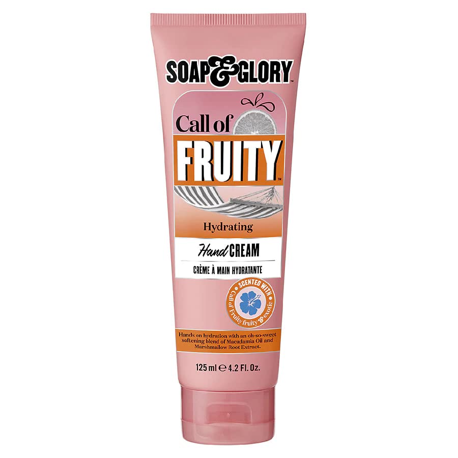 Soap & Glory Hand Food Hand Cream - Marshmallow Extract + Vitamin E Hydrating Cuticle & Hand Moisturizer - Tropical Fruit + Hibiscus Scented Hand Cream for Dry Hands (125 ml)