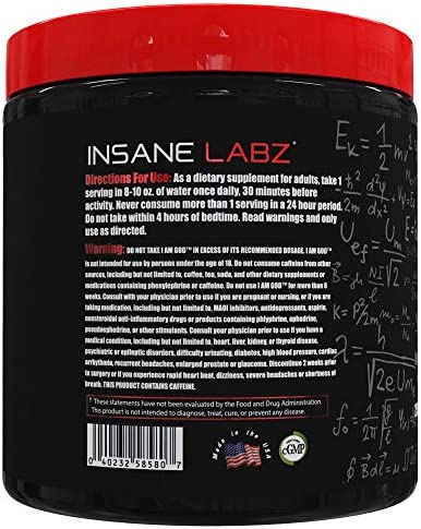 Insane Labz I am God Pre Workout, High Stim Pre Workout Powder Loaded with Creatine and DMAE Bitartrate Fueled by AMPiberry, Energy Focus Endurance Muscle Growth,25 Srvgs,Thou Shalt Not Covet Orange - Image 3