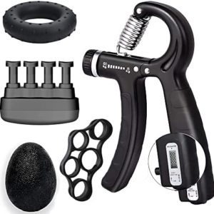 Electronic Count Hand Grip Strength Trainer 5 Pack Hand Grip Strengthener Forearm Workout Hand Strengthener Kit Adjustable Hand Gripper 11-132LB Hand Exerciser Forearm Grippers
