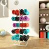 Extra Large Capacity Floor Yoga Mat Rack Stand, Metal Double-Sided Vertical Foam Roller and Towel Rack, Fitness Room/Gym 5 Tier Yoga Mat Storage Organizer (Color : White) - Image 9