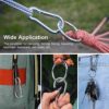 6PCS Spring Snap Hooks Carabiner- 304 Premium Stainless Steel Heavy Duty Carabiner Clips Assorted Sizes (2, 2.36, 3.15 inch) for Camping, Fishing, Hiking, Traveling, Backpack, Keychain; Silver - Image 7