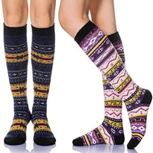 Women's Knee High Wool Socks Winter Thick Thermal Soft Comfy Over Knee Long High Socks 2 Pairs