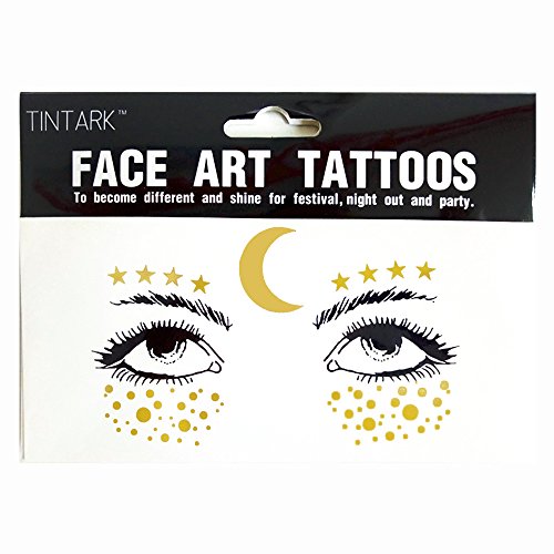 Face Tattoo Sticker Metallic Shiny Temporary Water Transfer Tattoo for Professional Make Up Dancer Costume Parties, Shows Gold Glitter - Image 2