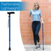 RMS Walking Cane - Adjustable Walking Stick - Lightweight Aluminum Offset Cane with Ergonomic Handle and Wrist Strap - Ideal Daily Living Aid for Limited Mobility (Blue) - Image 2
