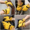 2 Pairs Cowhide Leather Work Gloves with Reinforced Palm for Men & Women, Adjustable Wrist Rigger Glove for Driver, Construction, Yardwork, Gardening (XL, Yellow) - Image 5