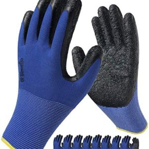 Rubber Coated Safety Work Gloves - 8 Pair Pack, Firm Grip, General Purpose, Repairing and Construction, for Men and Women ( Size Large Fits Most, Blue )