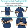 Vive Folding Cane with Light - Walking Adjustable Stick for Women, Men, Balance - Foldable Portable Collapsible Hand Balancing Mobility Aid - Lightweight, Heavy Duty, Comfortable - Swivel Quad Tip - Image 3