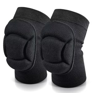 Knee Pads with Thick Sponge Non-Slip, Breathable Knee Protectors, Support Brace, Women Men Knee Sleeves for Volleyball, Basketball, Yoga Black(M)