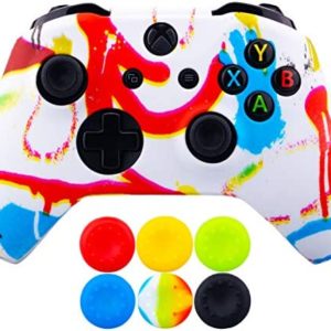 9CDeer 1 Piece of SiliconeTransfer Print Protective Cover Skin + 6 Thumb Grips for Xbox One/S/X Controller Spray-Painting