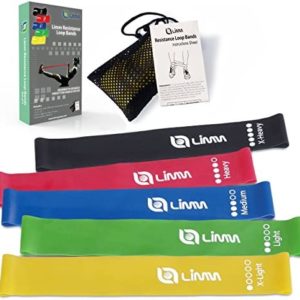 Limm Resistance Loop Exercise Bands - Set of 5 Stretch Bands for Working Out with Instruction Guide & Carry Bag - Elastic Band for Home Workout & Physical Therapy for Women and Men