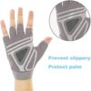 Luwint Women Fingerless Yoga Gloves Non Slip Padded - Barre Pilates Fitness Workout Training Wrist Exercise Accessories (Gray, Small) - Image 2